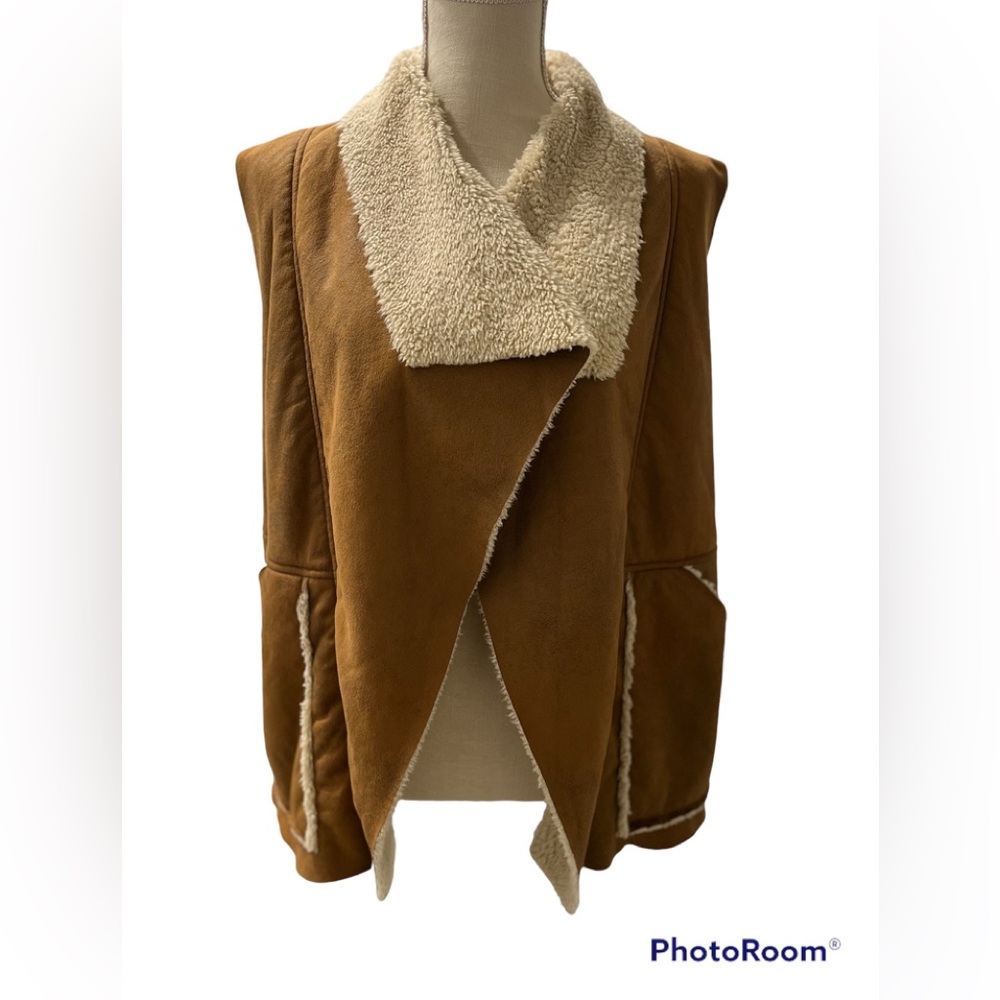 Brown Faux Suede Ladies Sherpa Lined Vest